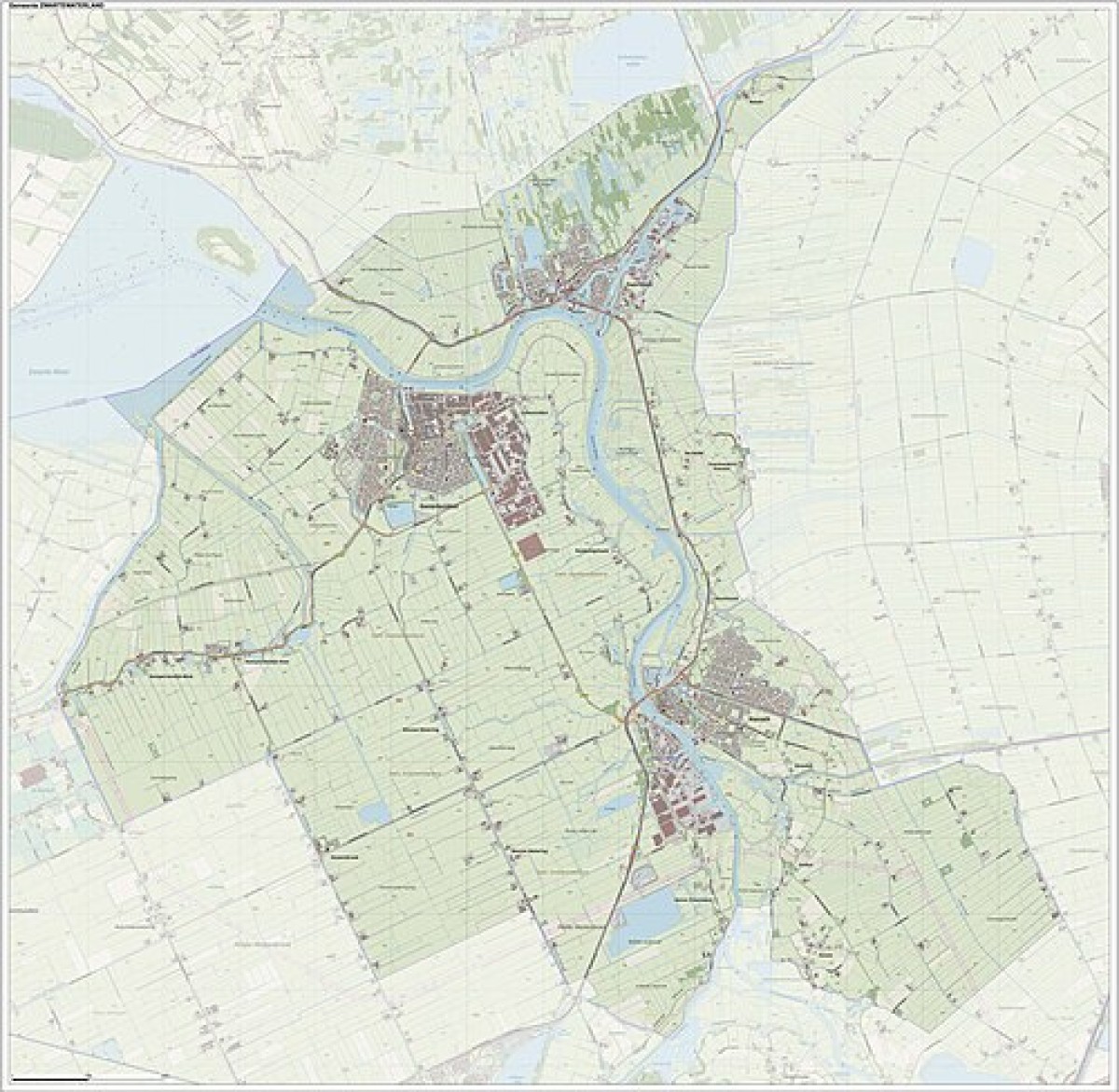 Topografische kaart van de gemeente Zwartewaterland